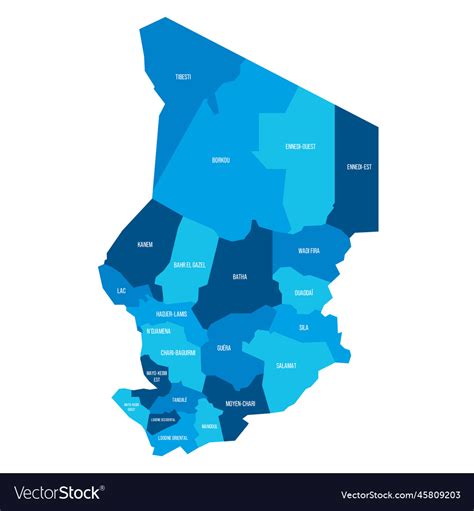 Chad political map of administrative divisions Vector Image