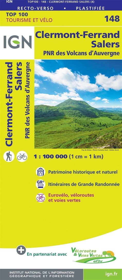 Map Top 100 # 148 - Clermont-Ferrand, Salers & PNR of the Volcanoes of – MapsCompany - Travel ...