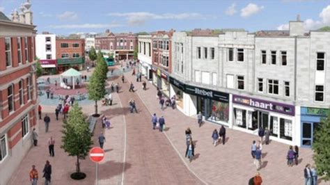 Traffic free Loughborough town centre work begins - BBC News