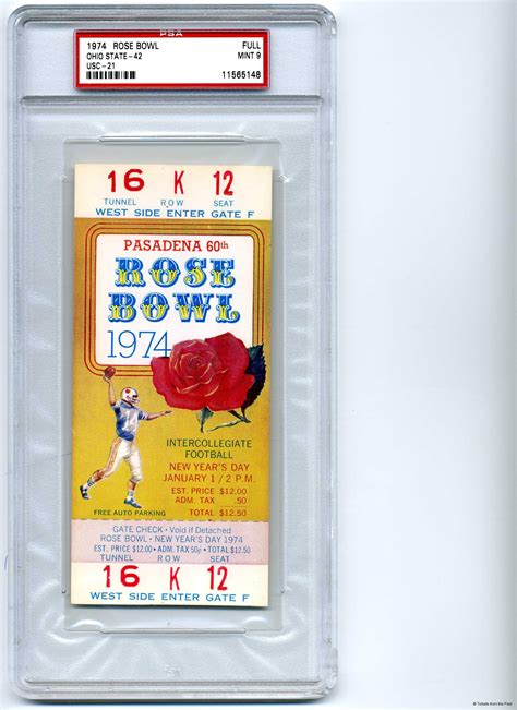 1974 Rose Bowl Ticket Full PSA 9 - Tickets From The Past