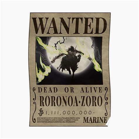 "Roronoa Zoro Bounty One Piece King of Hell" Poster for Sale by OnePieceWanted | Redbubble