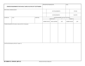 AF Form 101 Download Fillable PDF or Fill Online Reserve Requirements ...