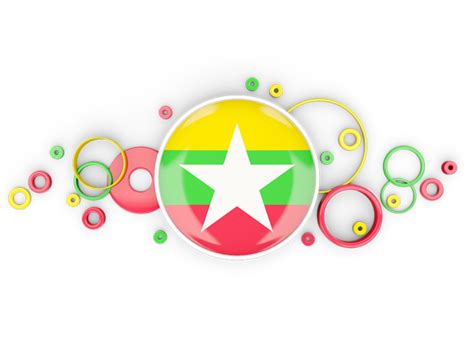 Circle background. Illustration of flag of Myanmar