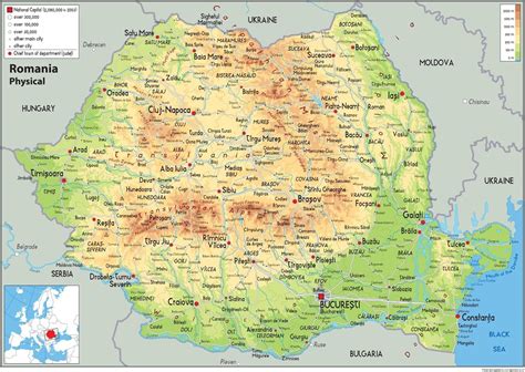 Romania Physical Map - Paper Laminated [GA] : Amazon.nl: Stationery ...