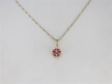 Floral Pink Sapphire Solitaire Pendant Yellow and Rose Gold | Etsy