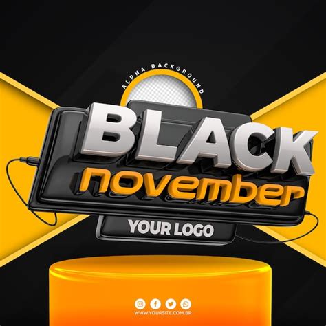 Premium PSD | Black November logo 3d for composition