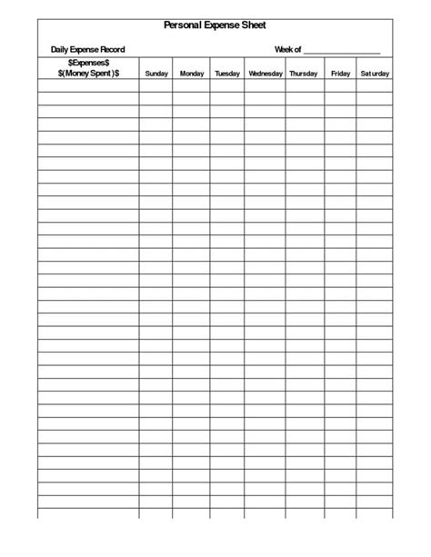 Free Printable Income And Expense Sheet