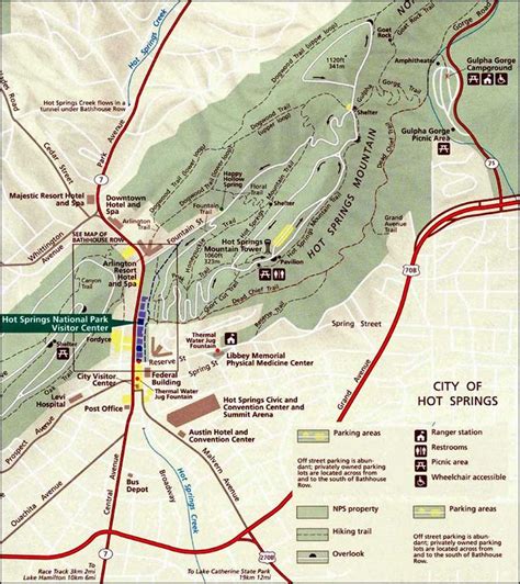 Hot Springs National Park map | Hot springs national park, National ...