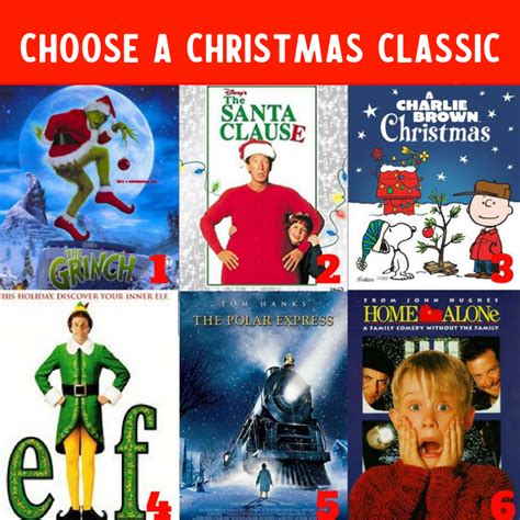 Choose one of these classic Christmas movies and leave the number below ...