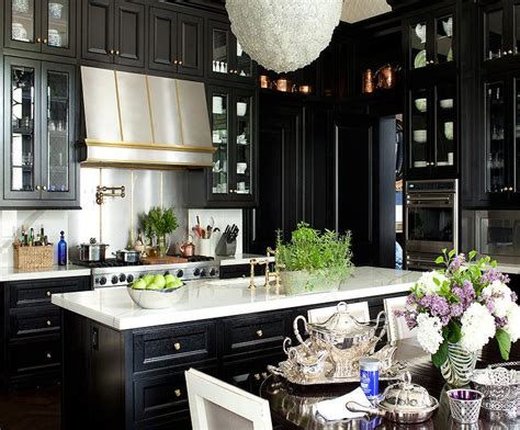 Black Kitchen Cabinets with Gold Knobs - Contemporary - Kitchen