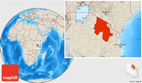 Shaded Relief Location Map of Arusha