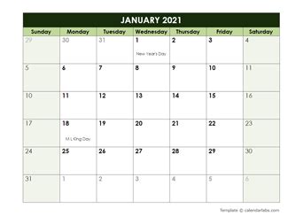 2021 Google Docs Calendar Templates - CalendarLabs