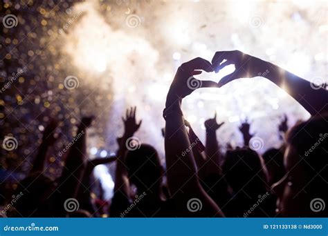 Portrait of Happy Crowd Enjoying at Music Festival Stock Photo - Image of confetti, happy: 121133138