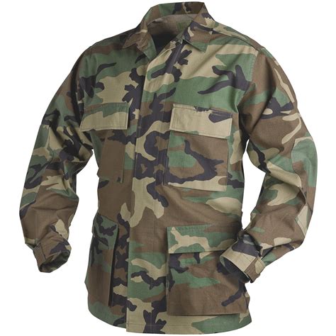 HELIKON GENUINE BDU ARMY COMBAT SHIRT MENS UNIFORM JACKET AIRSOFT WOODLAND CAMO | eBay