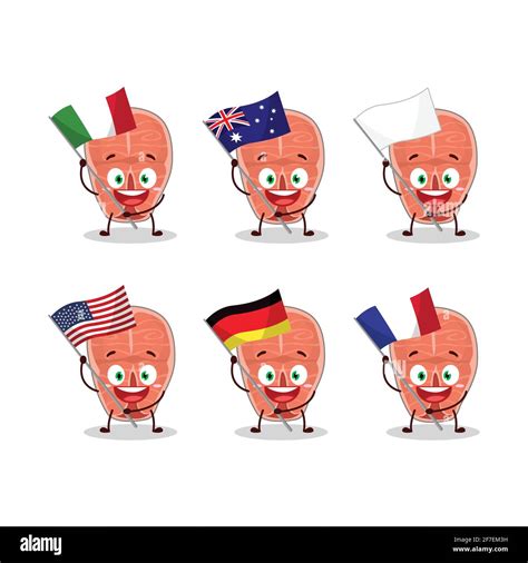 Tuna cartoon character bring the flags of various countries. Vector illustration Stock Vector ...