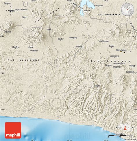 Shaded Relief Map of Kab. Cianjur