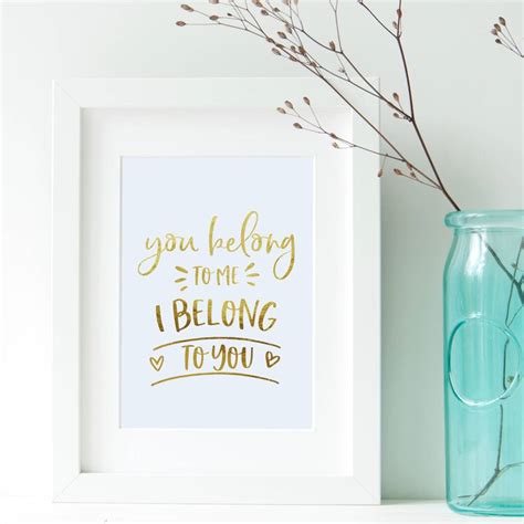 You Belong To Me Couples Love Foil Print Wall Art By PRINTS279