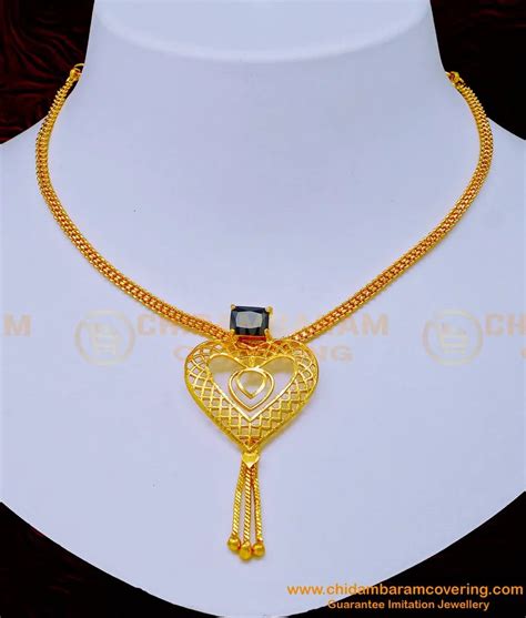 Buy Simple Party Wear 1 Gram Gold Simple Black Stone Necklace Design Online