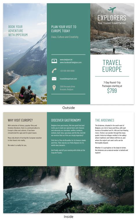 Europe Tourism Travel Tri Fold Brochure Template - Venngage