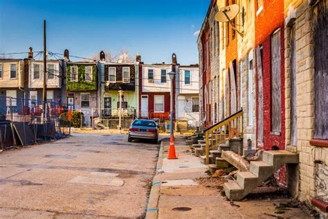 Run-down Residential Area in Baltimore, Maryland. Stock Photo - Image of building, baltimore ...