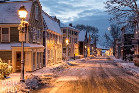 A Shining Star Over State Street in the Snow - Marblehead, MA