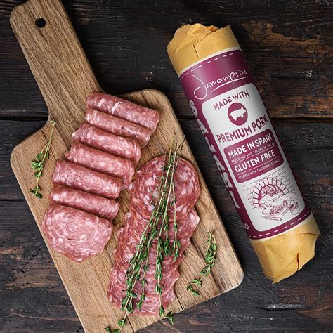 Genoa Salami Stick 8 oz Made in Spain – Premium Pork Salami Sausage Jamonprive – Cut Your Own ...