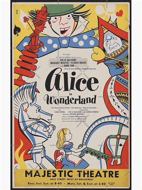 "1947 Vintage Alice in Wonderland Broadway Musical Poster" Sticker by ...