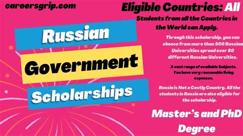 Russian Government Scholarships 2023 - Careers Grip