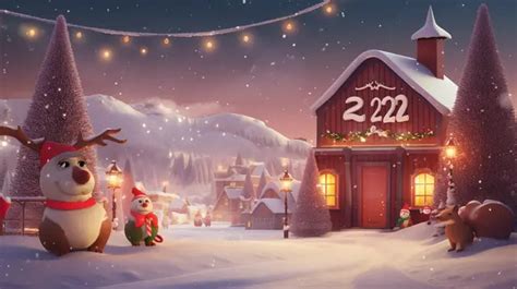 Christmas Light Village Animation Background, 3d Christmas Picture Background Image And ...