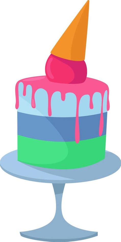 Blue birthday cake, illustration, vector on a white background ...