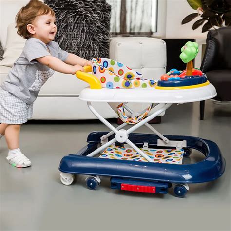 Foldable Baby Walker Adjustable Baby Walker with Wheels Anti Rollover ...