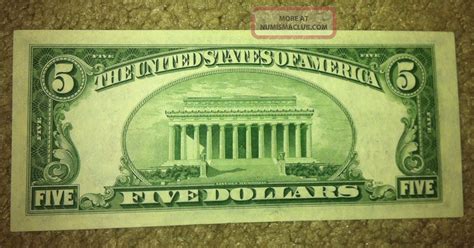 $5 Red Seal United States Note With Rare Inking Smear Error On Right Front Face