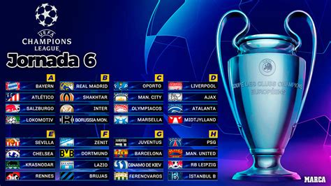 Calendario Champions League: Partidos y resultados de la jornada 6 de la fase de grupos de la ...