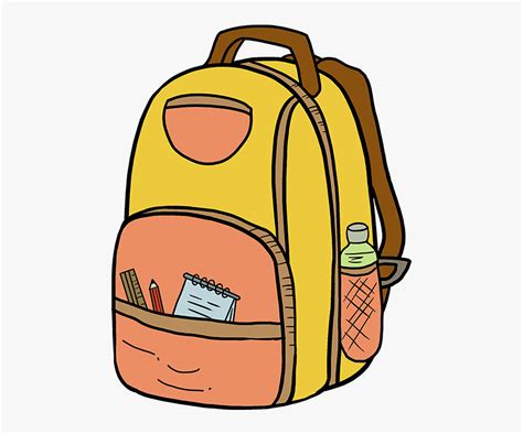 How To Draw Backpack, HD Png Download - kindpng