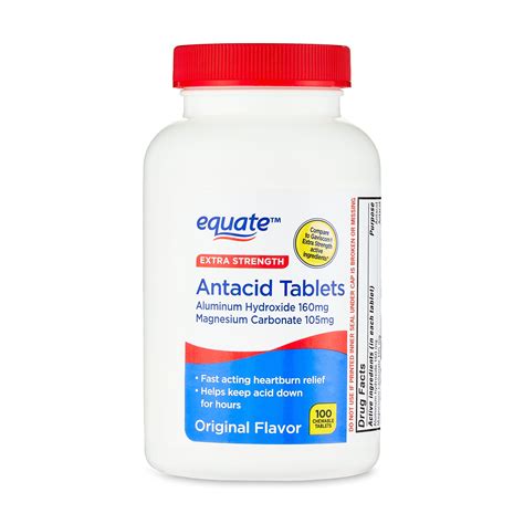 (3 pack) Equate Extra Strength Antacid, Upset Stomach, Chewable Tablets ...