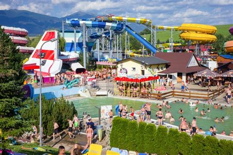 Colorful Water Slides in Aquapark Tatralandia in Town Liptovsky Mikulas ...