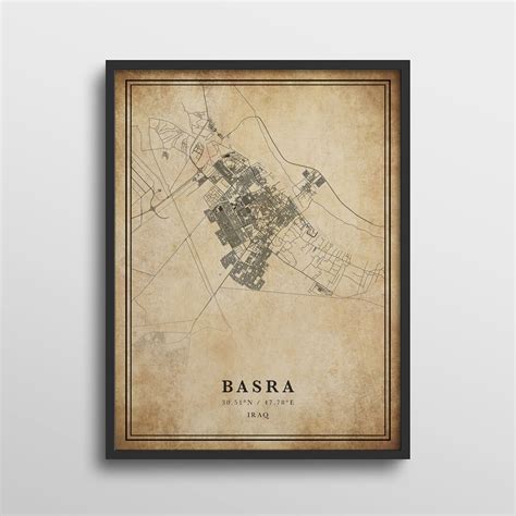 Basra Map Iraq Basra Map Print Basra Map Art Basra Gift - Etsy