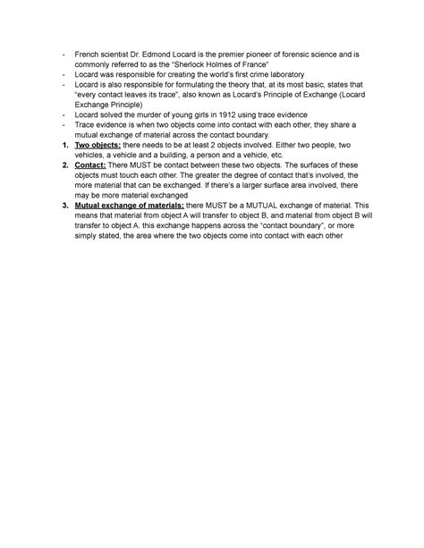 Forensics Locard's Principle of Exchange - French scientist Dr. Edmond Locard is the premier ...