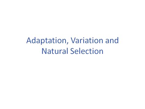 Adaptation, Variation and Natural Selection | Teaching Resources