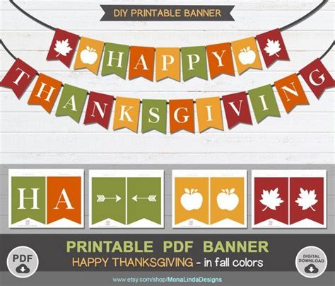 Happy Thanksgiving Printable PDF BANNERfall bannerprintable | Etsy | Fall banner printable ...