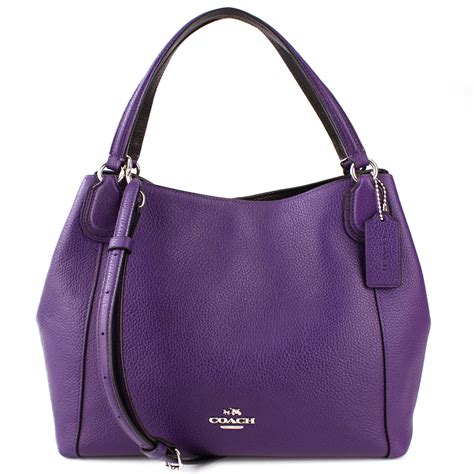 LUXUCA.COM - Coach Grape Purple Pebbled Leather Shoulder Bag