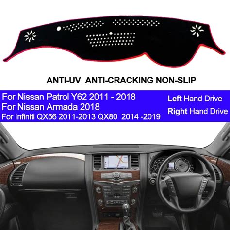 Car Dashboard Cover For Nissan Patrol Y62 2011 2018 Armada 2018 For Infiniti QX56 2011 2013 QX80 ...