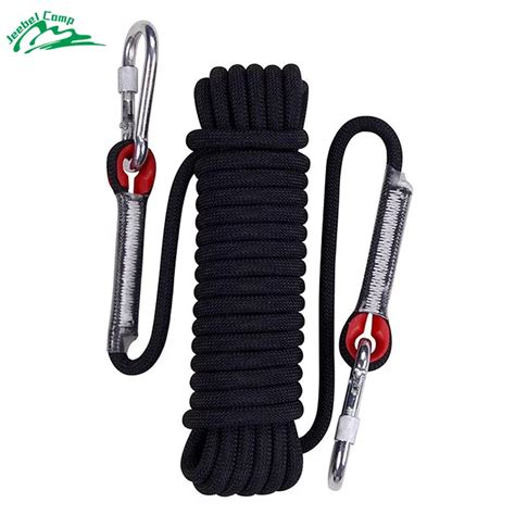 Jeebel Outdoor Static Rock Climbing Rope with 2 Hooks 10mm Diameter Rescue Equipment Cord ...