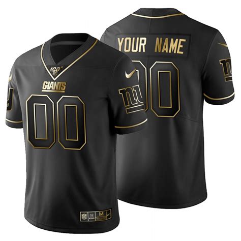 New York Giants Custom Men's Nike Black Golden Limited NFL 100 Jersey