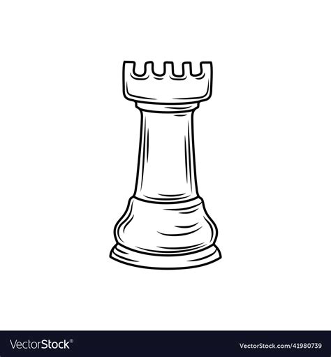 Hand-drawn sketch of rook chess piece on a white Vector Image