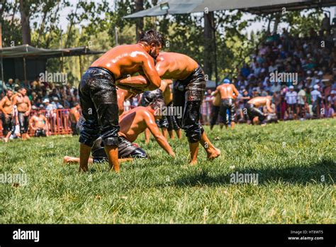 oilwrestling in turkey culture sport. turkish traditional wrestling Stock Photo - Alamy