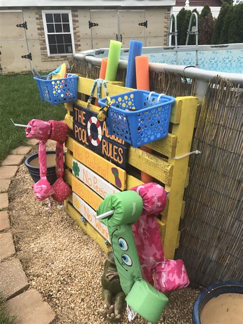 Pallets Pool Toy Accessories Organizer | Pallet pool, Pool toy storage, Pool toys