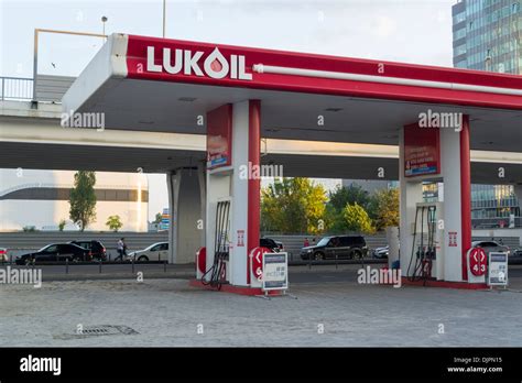 Lukoil gas station in Bucharest, Romania Stock Photo - Alamy