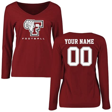 Fordham Rams Women's Maroon Personalized Football Long Sleeve T-Shirt