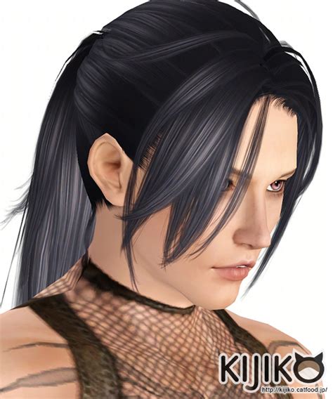 Hototogisu fringed ponytail hairstyle for him by Kijiko - Sims 3 Hairs